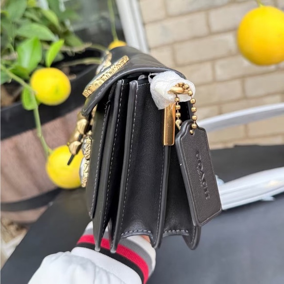 Coach Black Leather Shoulder Bag with Gold & Silver Celestial Appliqués - Picture 6 of 12